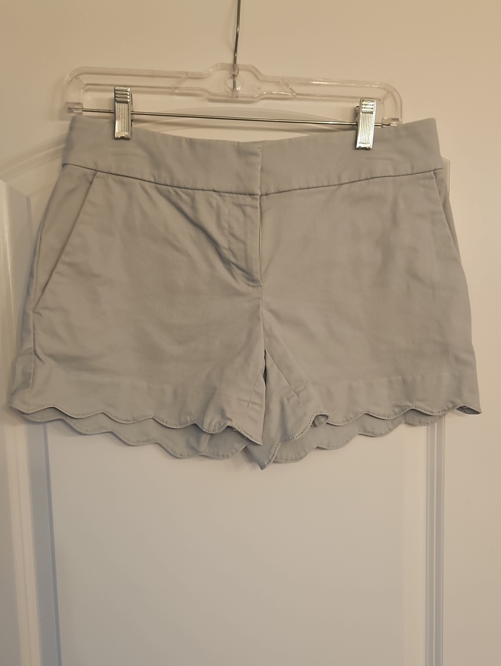 LOFT Light Gray Blue Scallop Hem Shorts